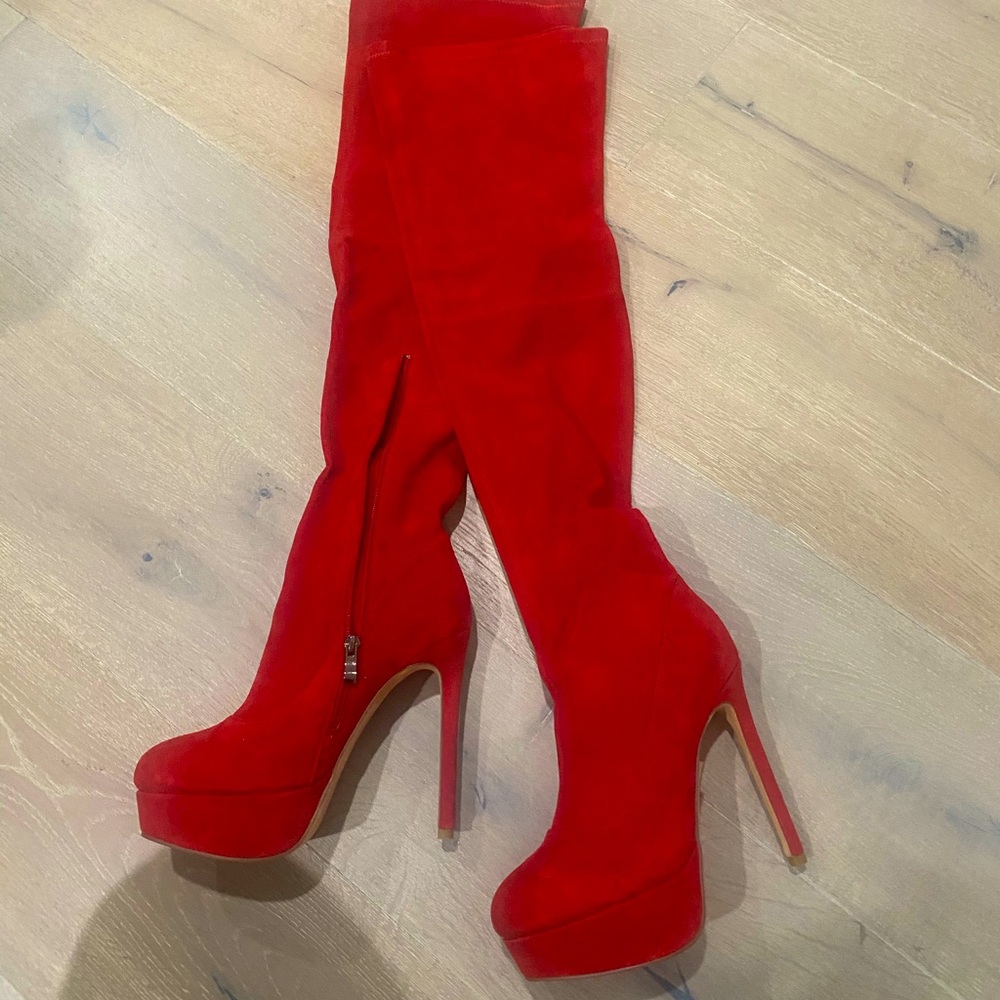Red Catwalk Connection OTK boots! Size EU 38